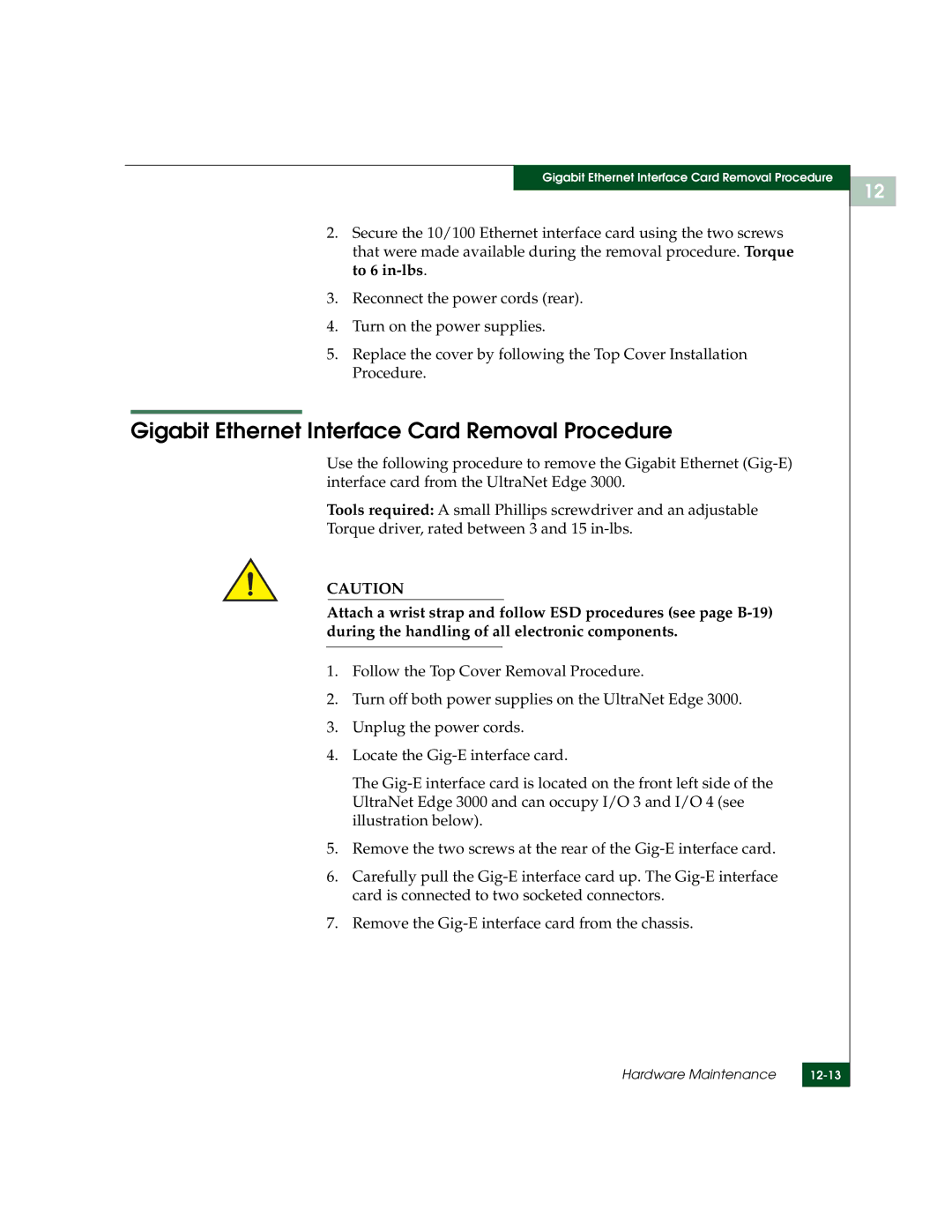 McDATA 3000 manual Gigabit Ethernet Interface Card Removal Procedure 