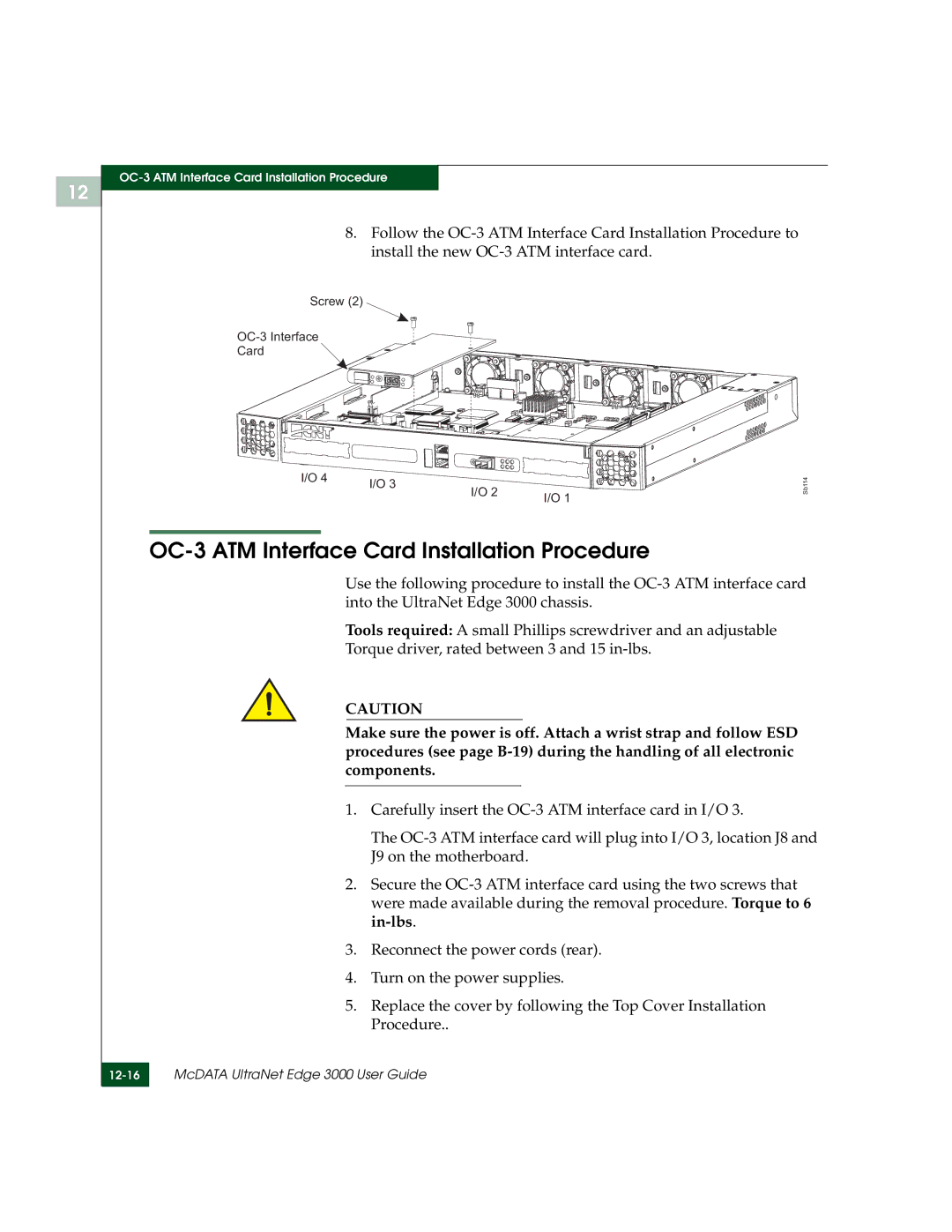 McDATA 3000 manual OC-3 ATM Interface Card Installation Procedure 