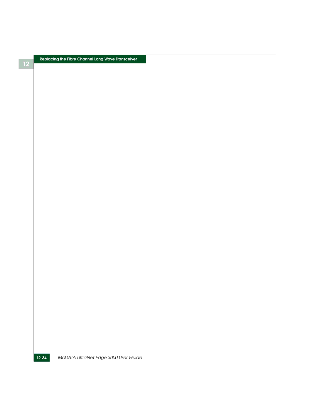 McDATA 3000 manual Replacing the Fibre Channel Long Wave Transceiver 12-34 