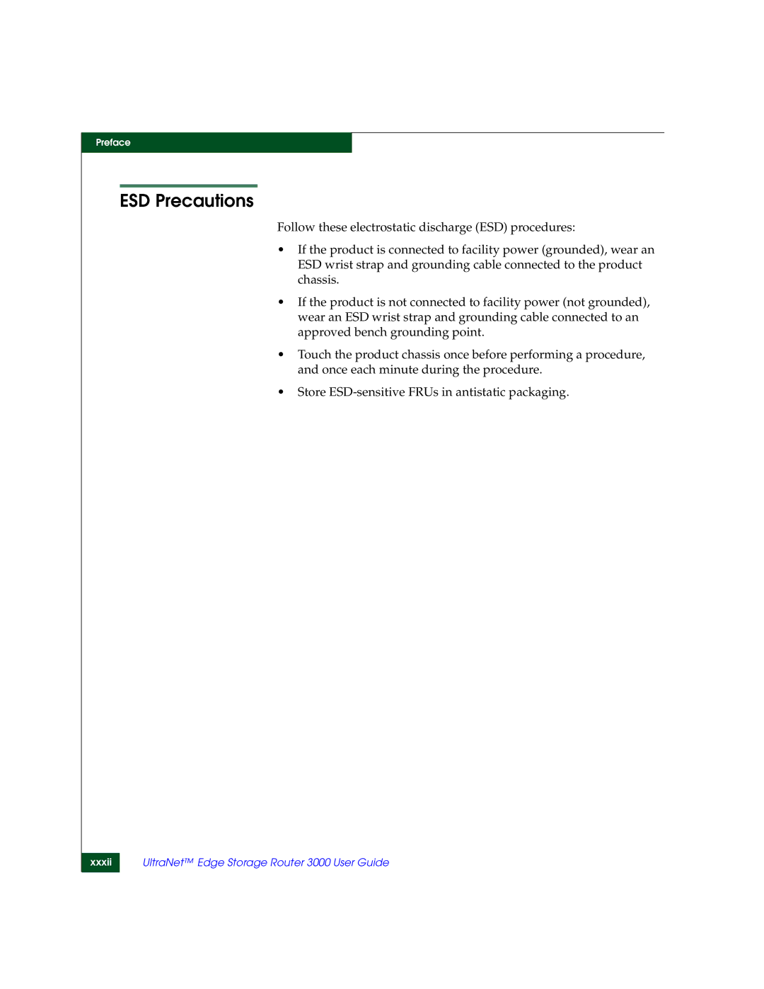 McDATA 3000 manual ESD Precautions 