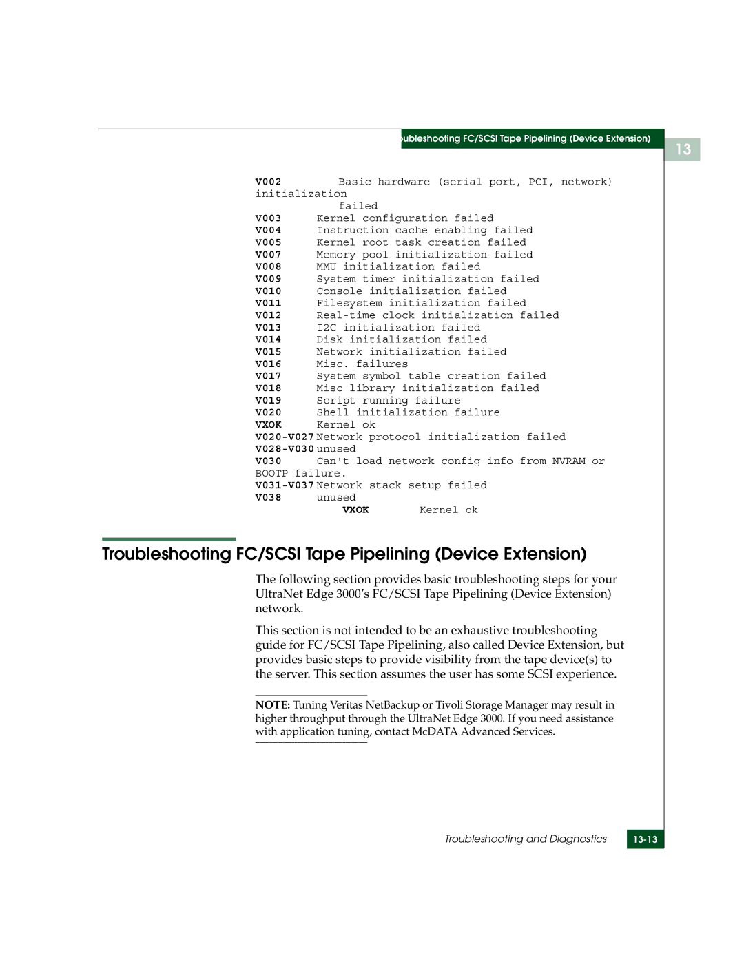 McDATA 3000 manual Troubleshooting FC/SCSI Tape Pipelining Device Extension, Vxok 