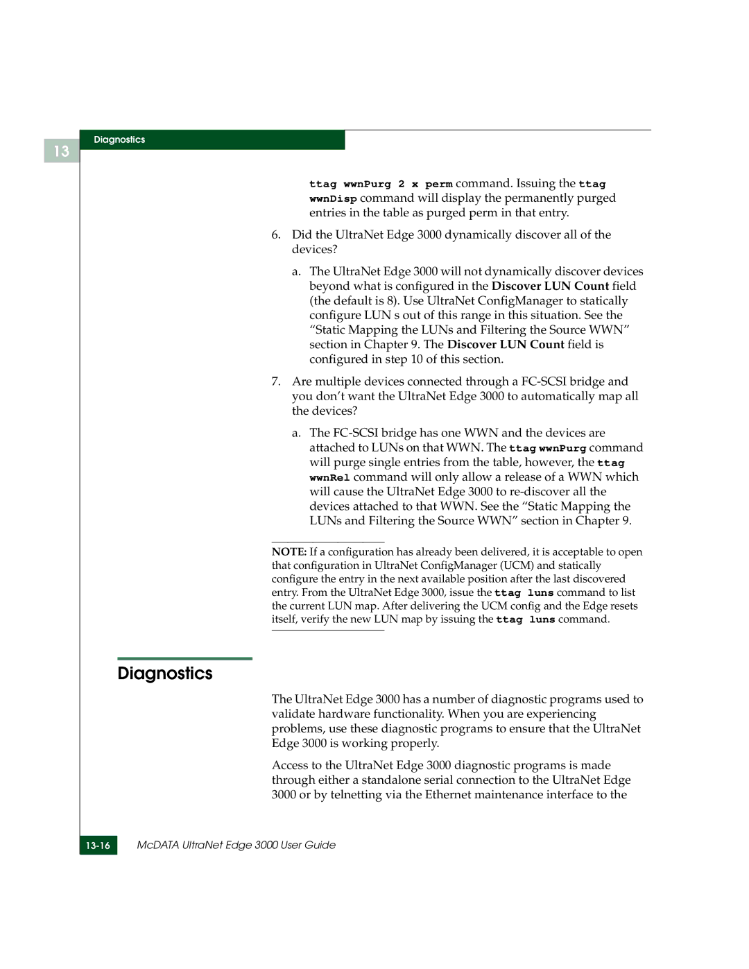 McDATA 3000 manual Diagnostics 