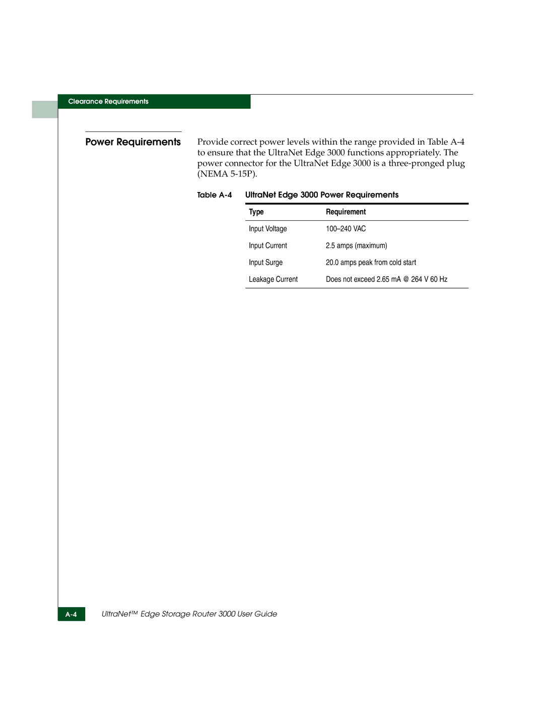 McDATA 3000 manual Type Requirement 