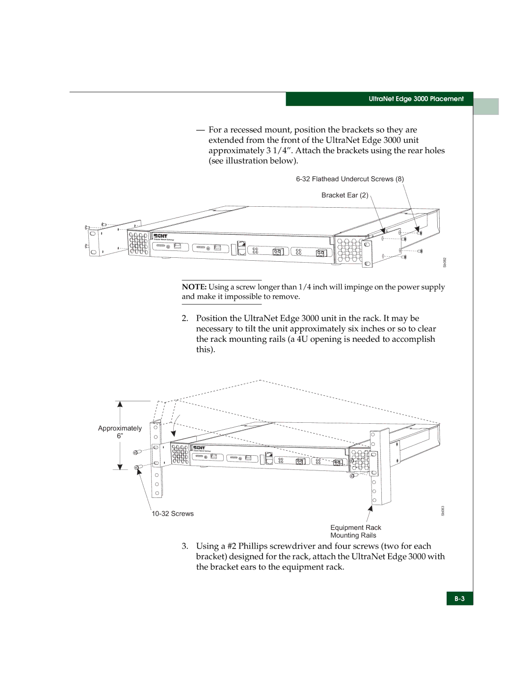 McDATA 3000 manual Flathead Undercut Screws Bracket Ear 