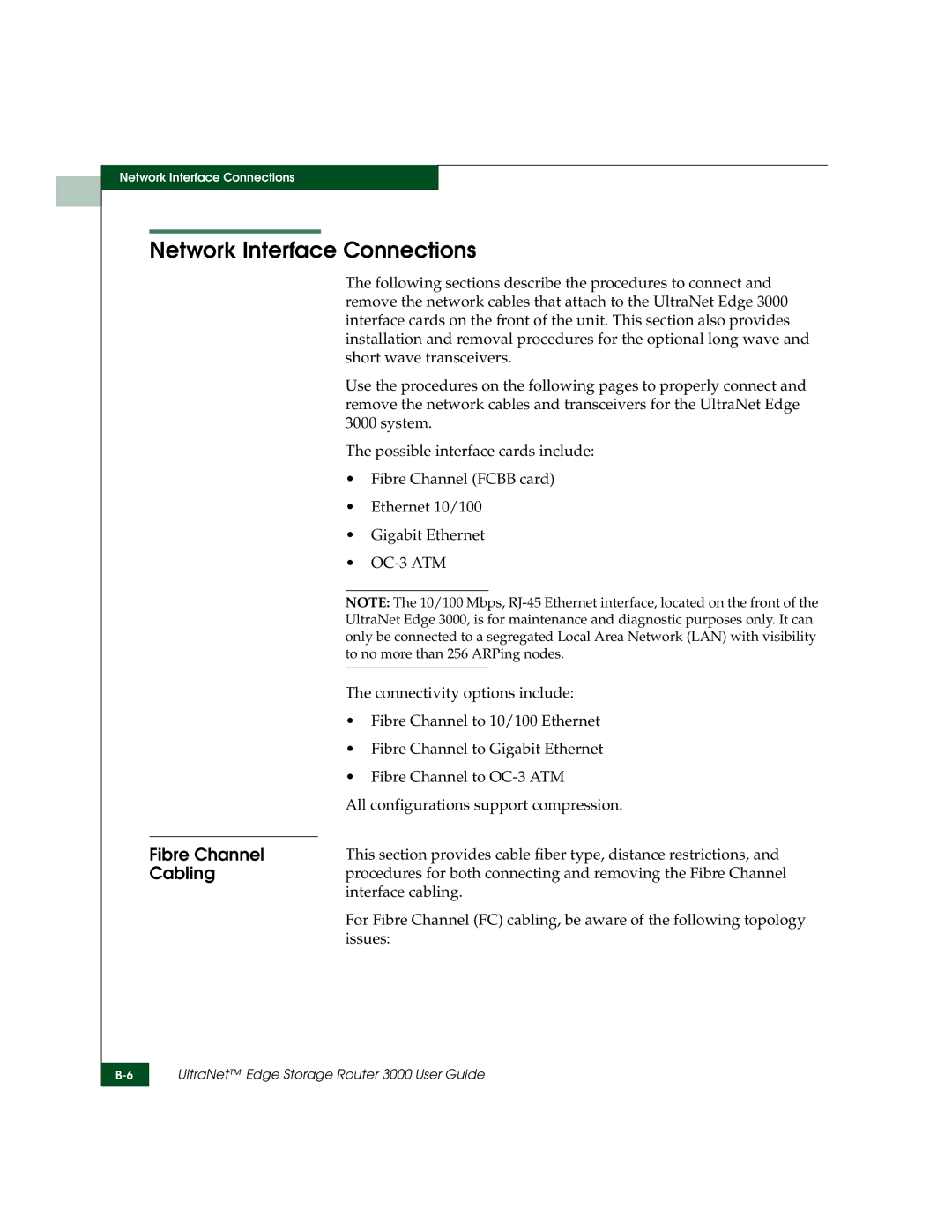 McDATA 3000 manual Network Interface Connections, Cabling, Interface cabling, Issues 