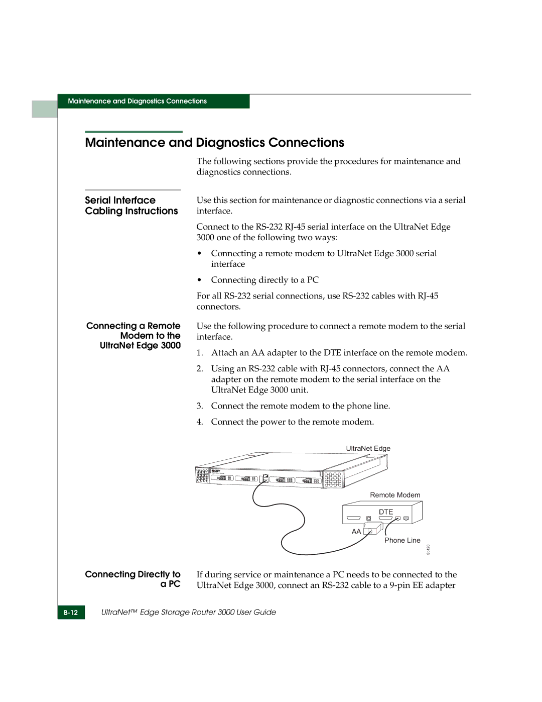 McDATA 3000 manual Maintenance and Diagnostics Connections, Serial Interface Cabling Instructions 