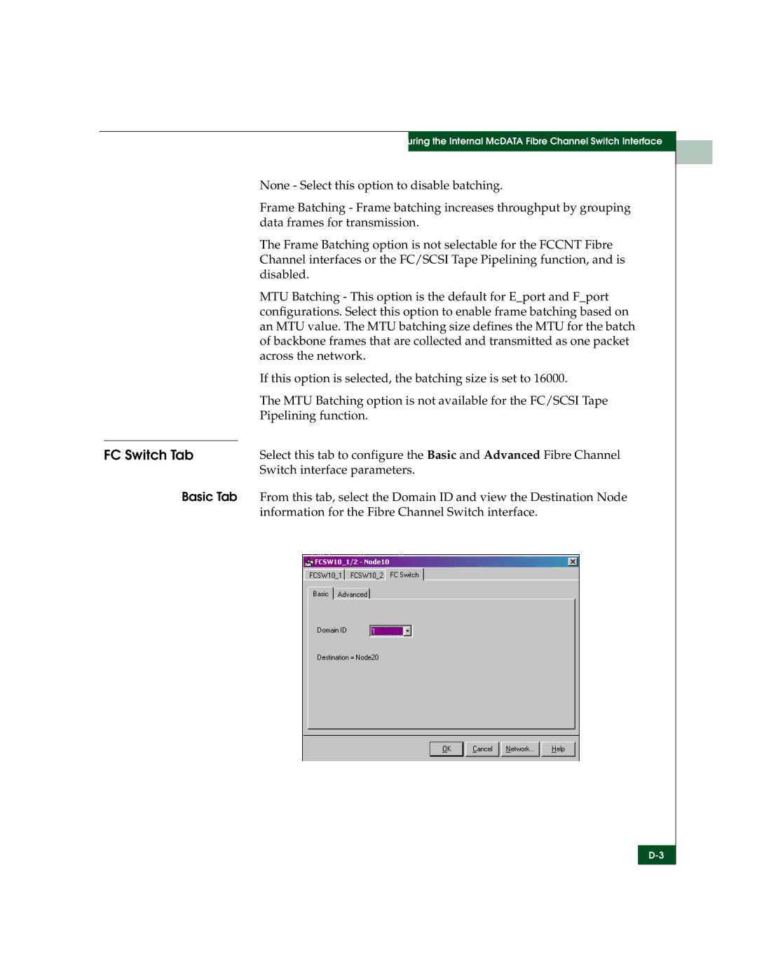 McDATA 3000 manual FC Switch Tab 