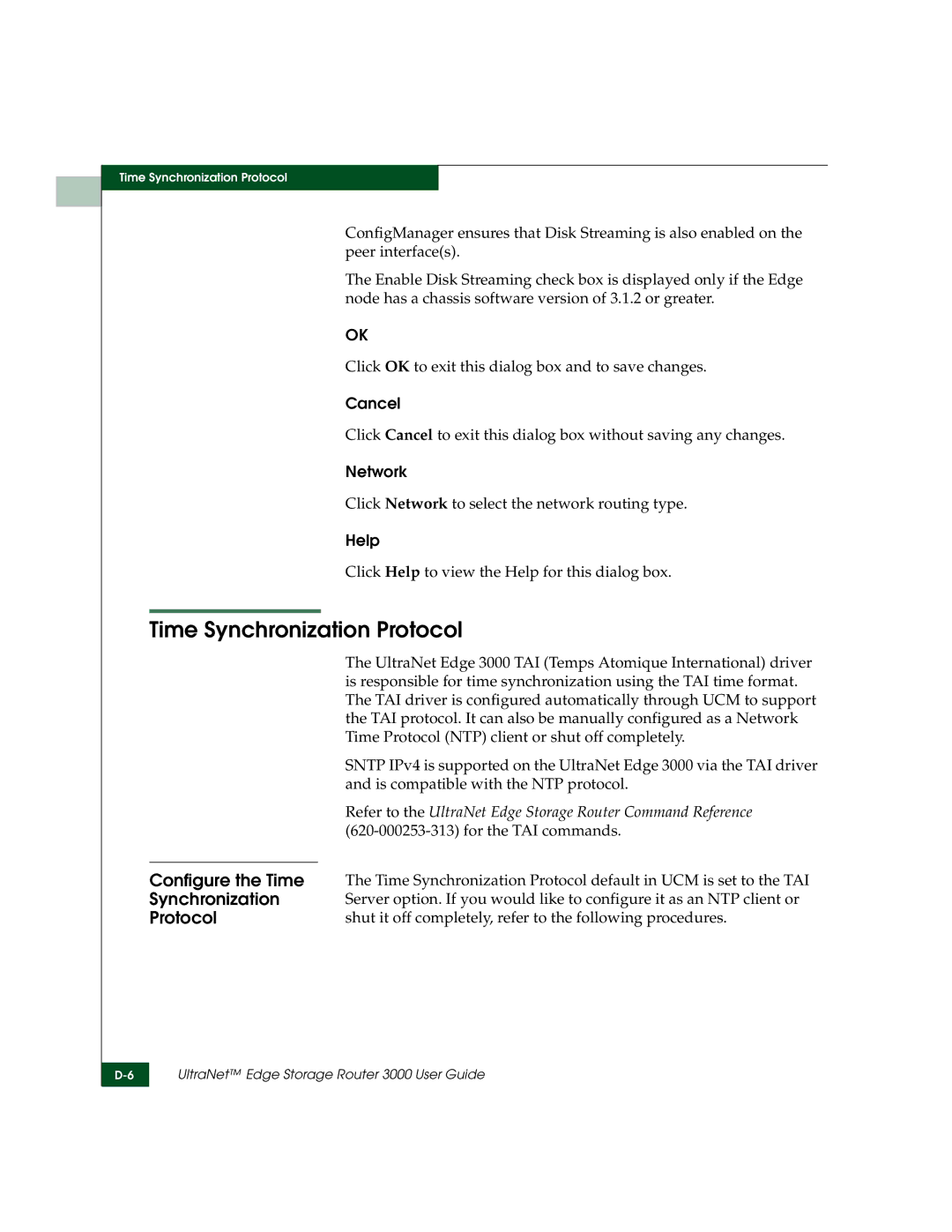 McDATA 3000 manual Time Synchronization Protocol, Configure the Time 