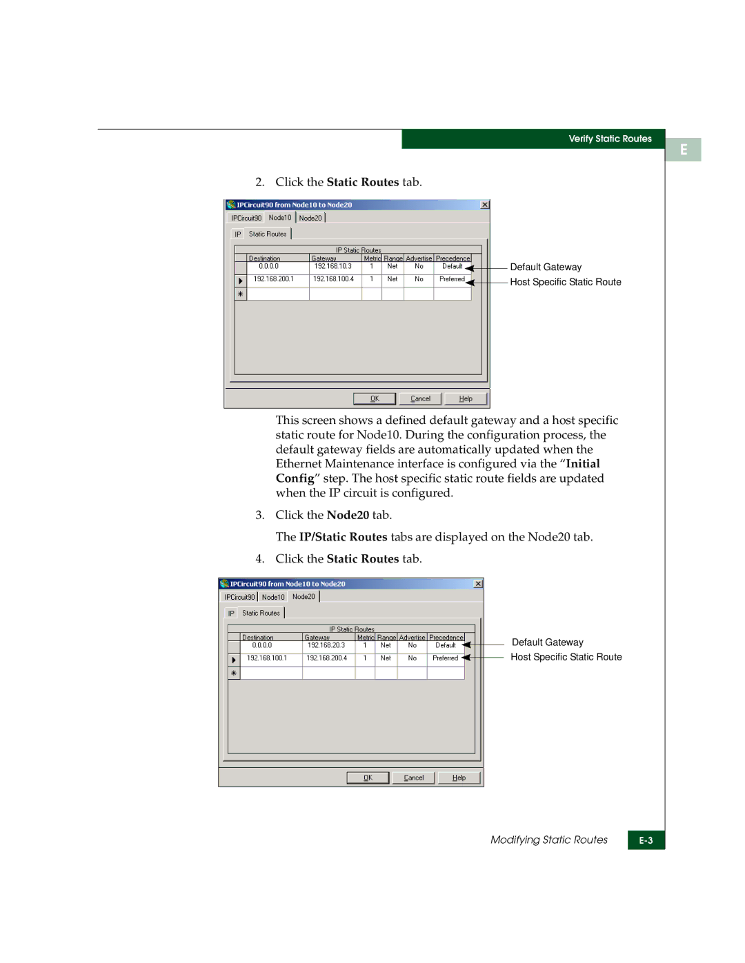 McDATA 3000 manual Click the Static Routes tab 