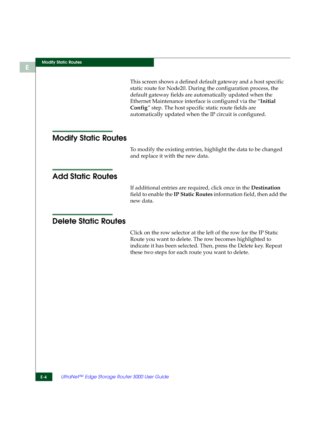 McDATA 3000 manual Modify Static Routes, Add Static Routes, Delete Static Routes 