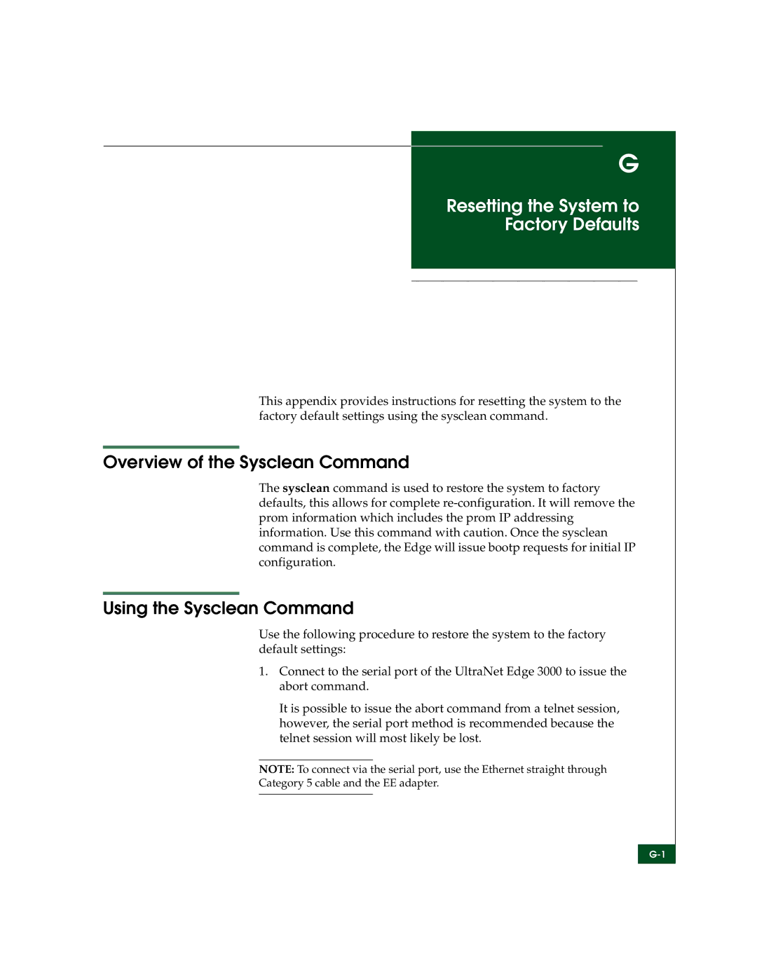 McDATA 3000 manual Resetting the System to Factory Defaults, Overview of the Sysclean Command, Using the Sysclean Command 