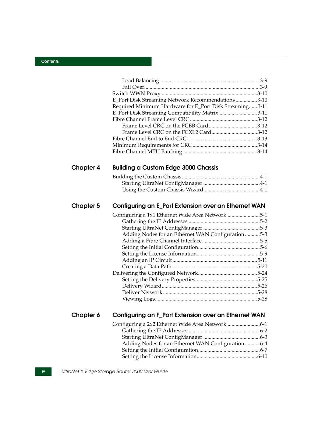 McDATA manual Chapter Building a Custom Edge 3000 Chassis, Chapter Configuring an EPort Extension over an Ethernet WAN 