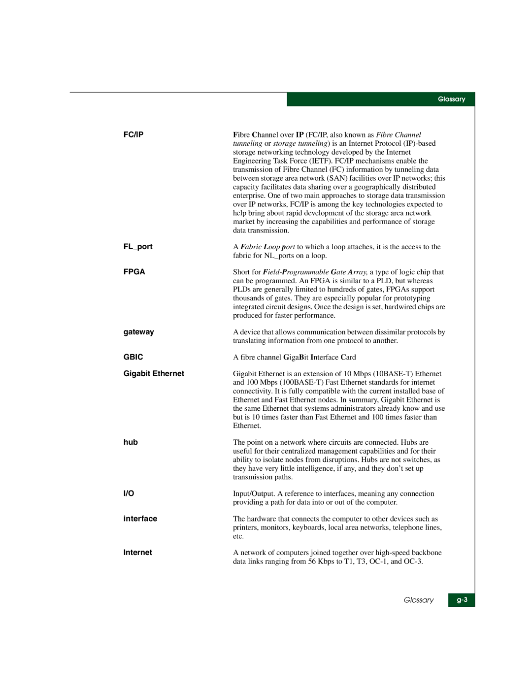 McDATA 3000 manual FLport, Gateway, Gigabit Ethernet, Hub, Interface, Internet 