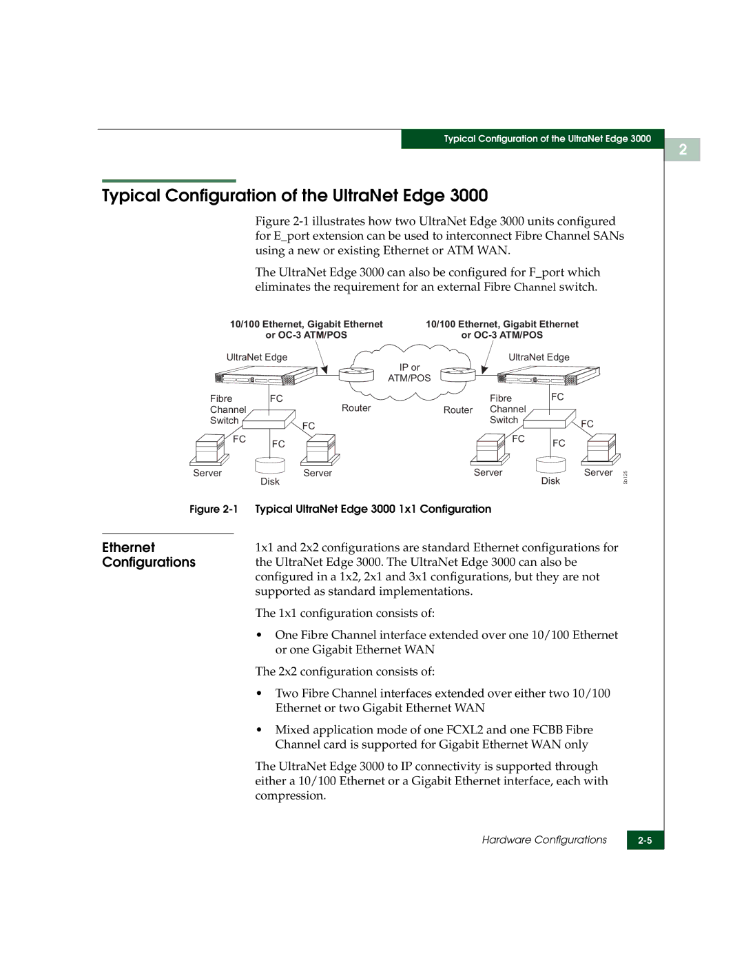 McDATA 3000 manual Typical Configuration of the UltraNet Edge, Or OC-3 ATM/POS 