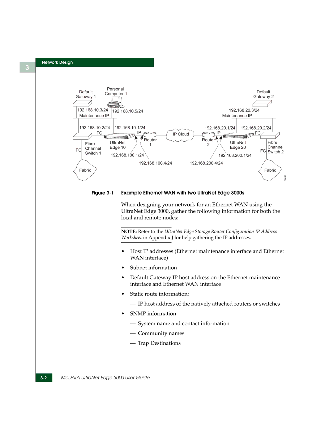 McDATA manual 1Example Ethernet WAN with two UltraNet Edge 3000s 