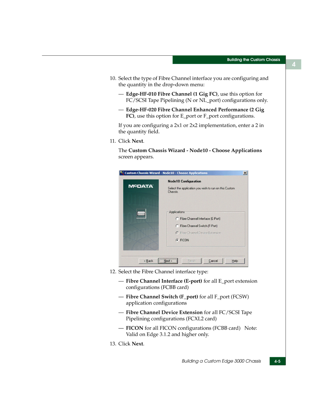 McDATA 3000 manual Select the Fibre Channel interface type 