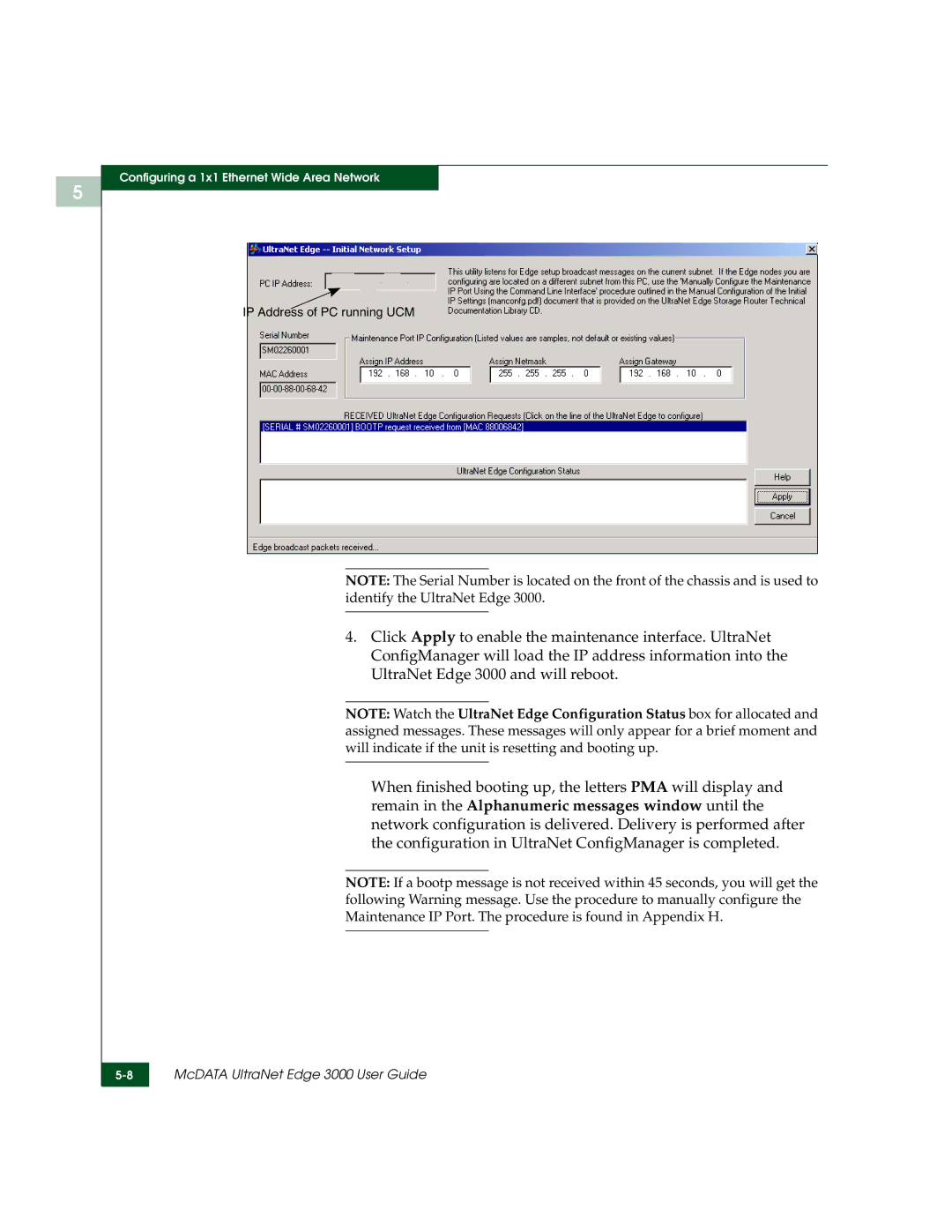 McDATA 3000 manual IP Address of PC running UCM 