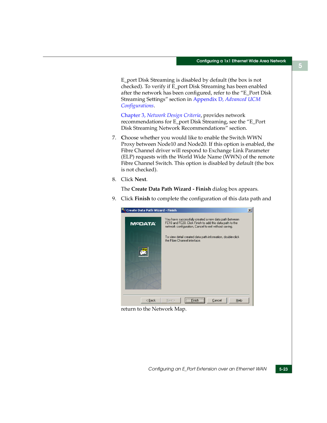 McDATA 3000 manual Create Data Path Wizard Finish dialog box appears 