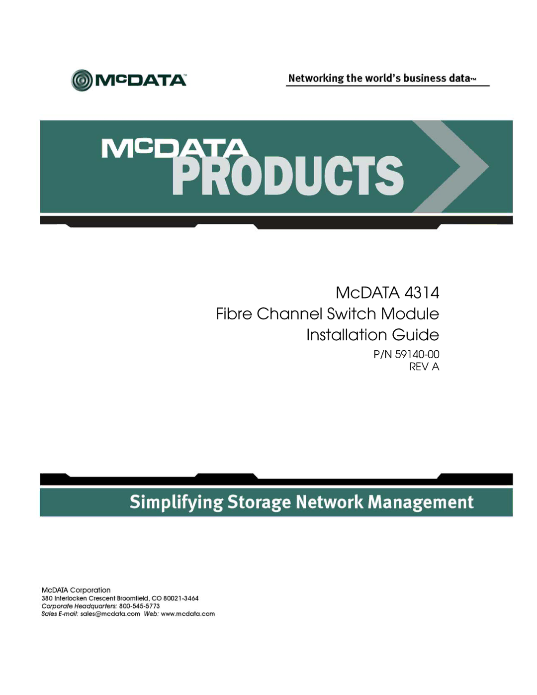 McDATA 4314 manual McDATA Fibre Channel Switch Module Installation Guide 