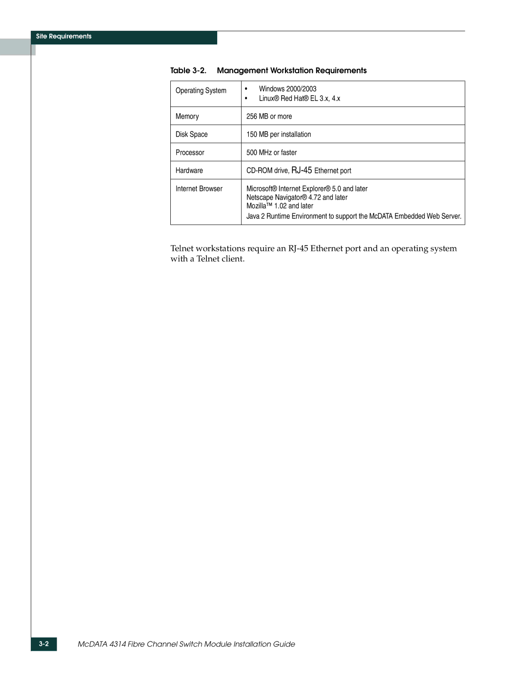 McDATA 4314 manual Site Requirements 