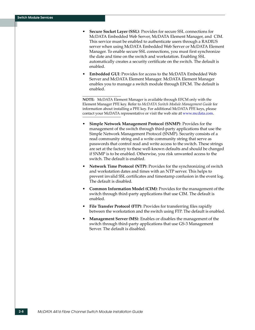 McDATA manual McDATA 4416 Fibre Channel Switch Module Installation Guide 