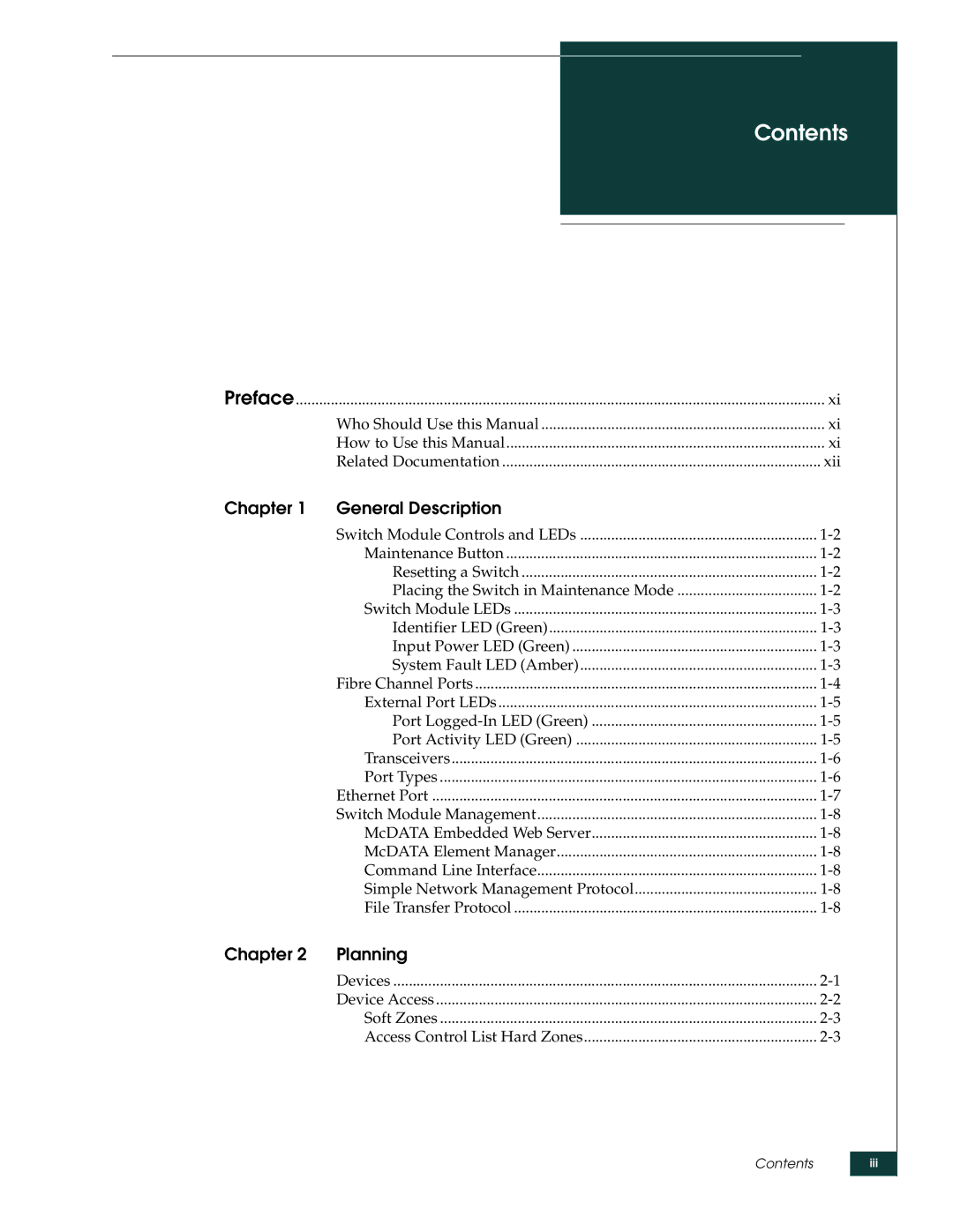 McDATA 4416 manual Contents 