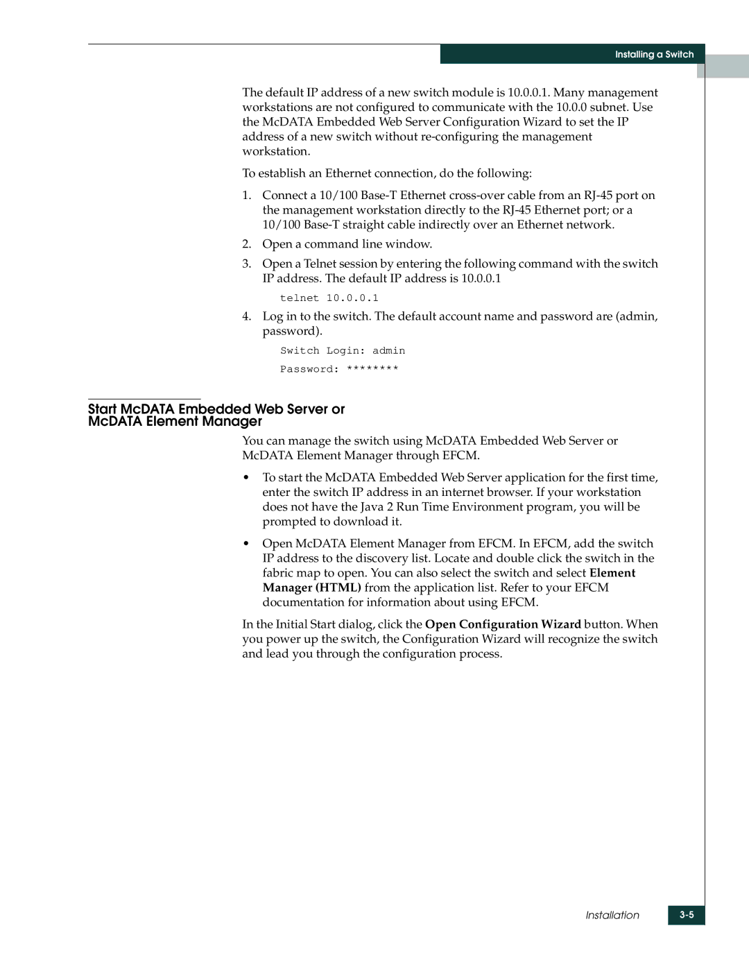 McDATA 4416 manual Start McDATA Embedded Web Server or McDATA Element Manager 