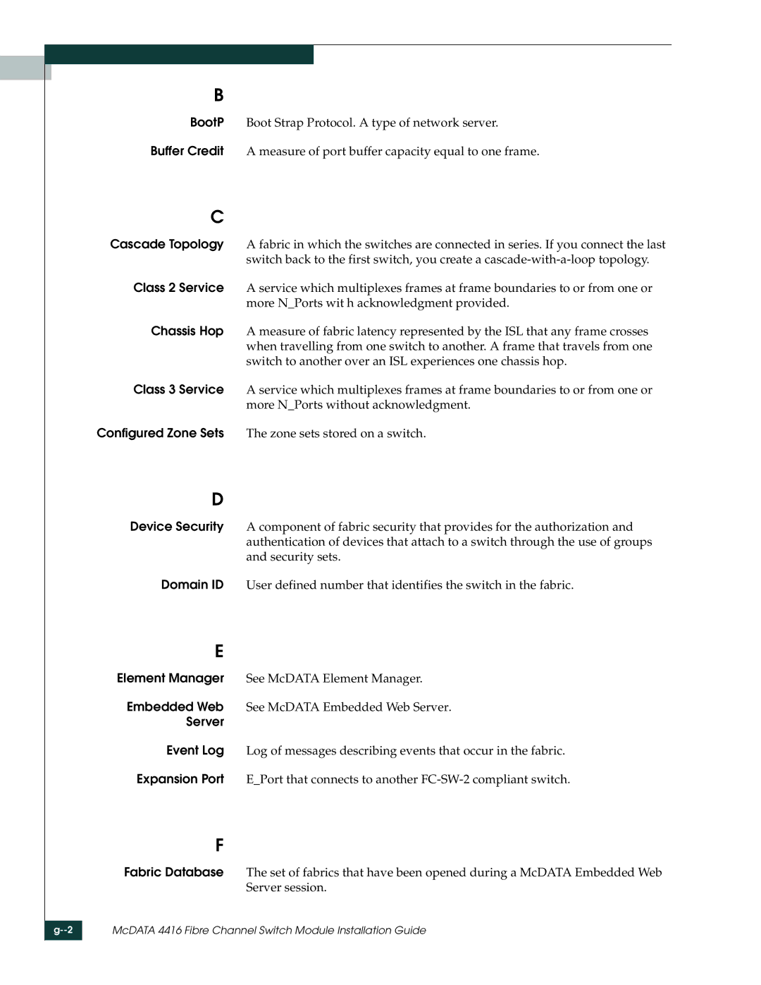 McDATA 4416 manual Server 