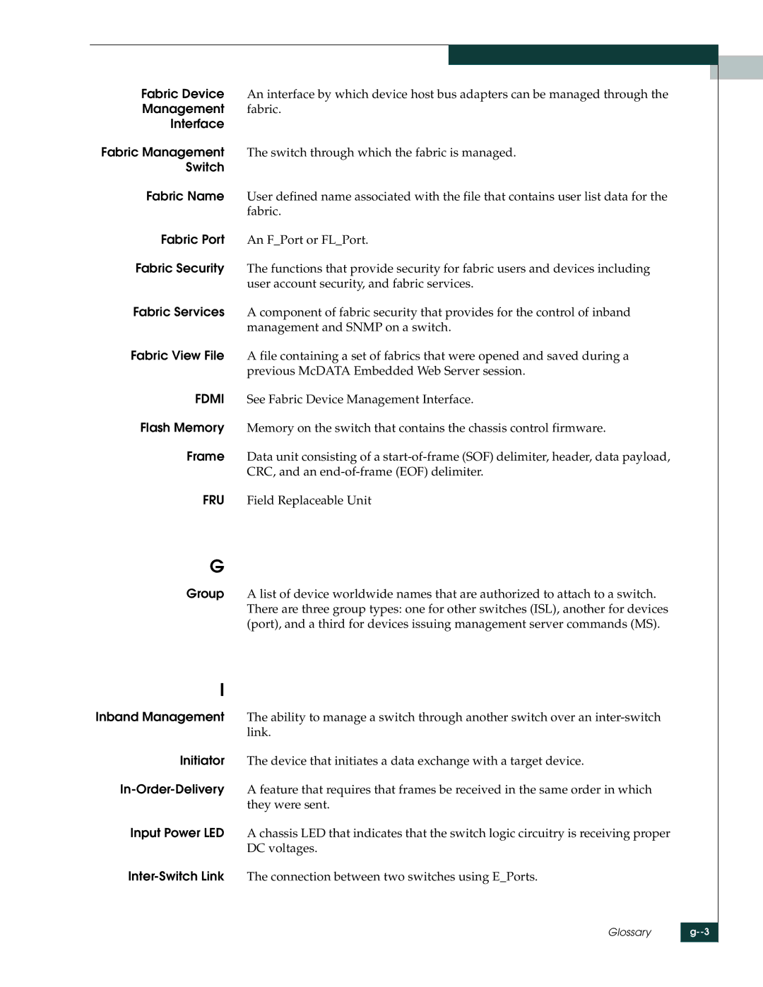 McDATA 4416 manual Interface, Switch 