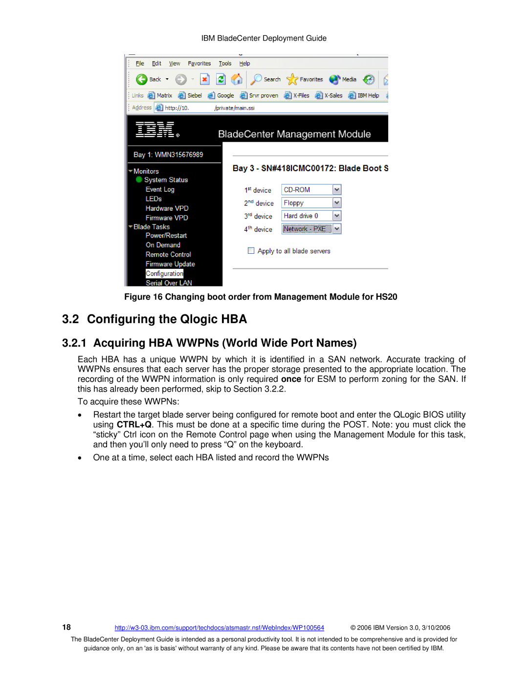 McDATA 8832 warranty Configuring the Qlogic HBA, Acquiring HBA WWPNs World Wide Port Names 