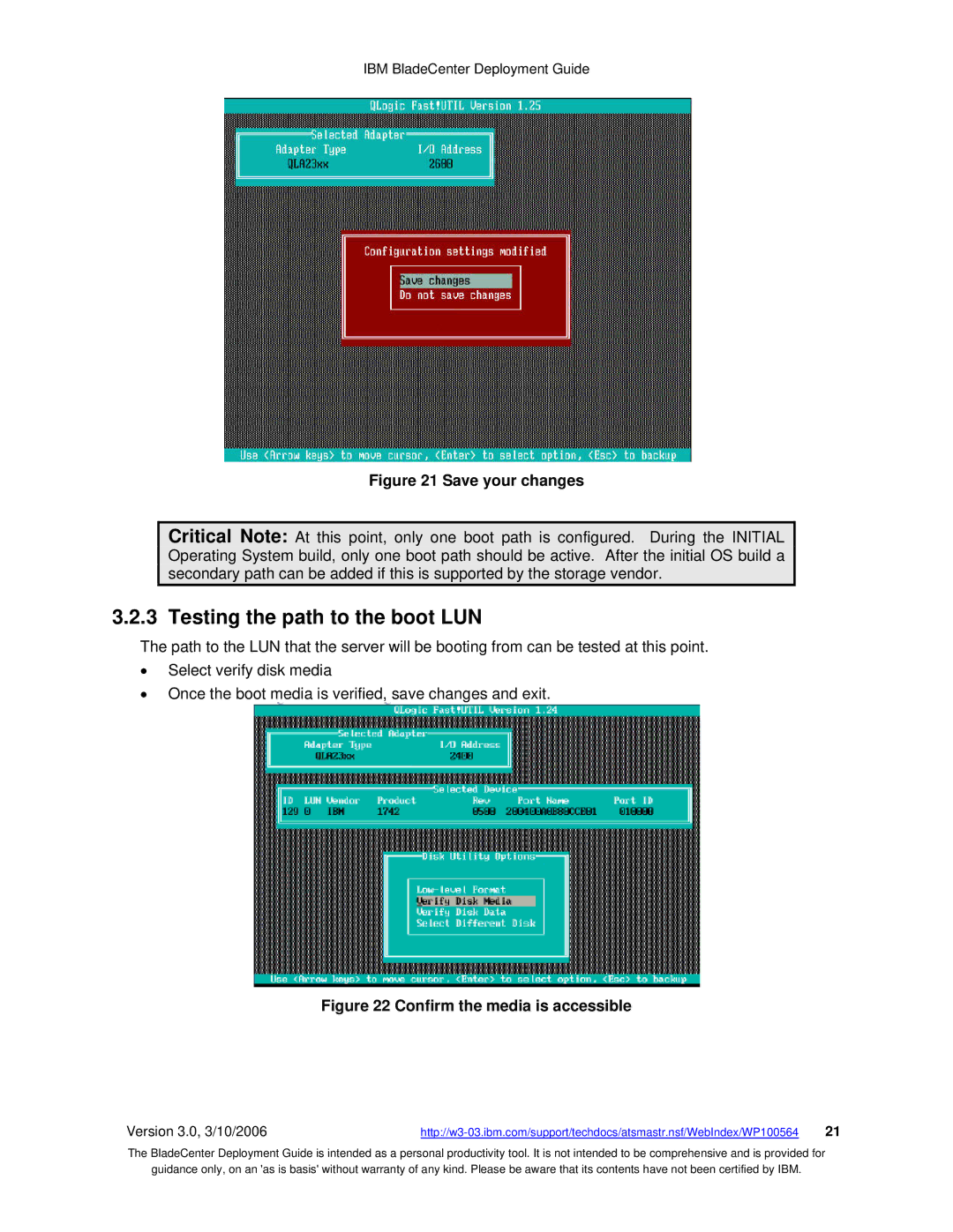 McDATA 8832 warranty Testing the path to the boot LUN, Save your changes 