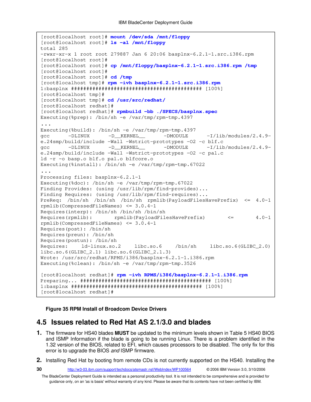 McDATA 8832 warranty Issues related to Red Hat AS 2.1/3.0 and blades, RPM Install of Broadcom Device Drivers 