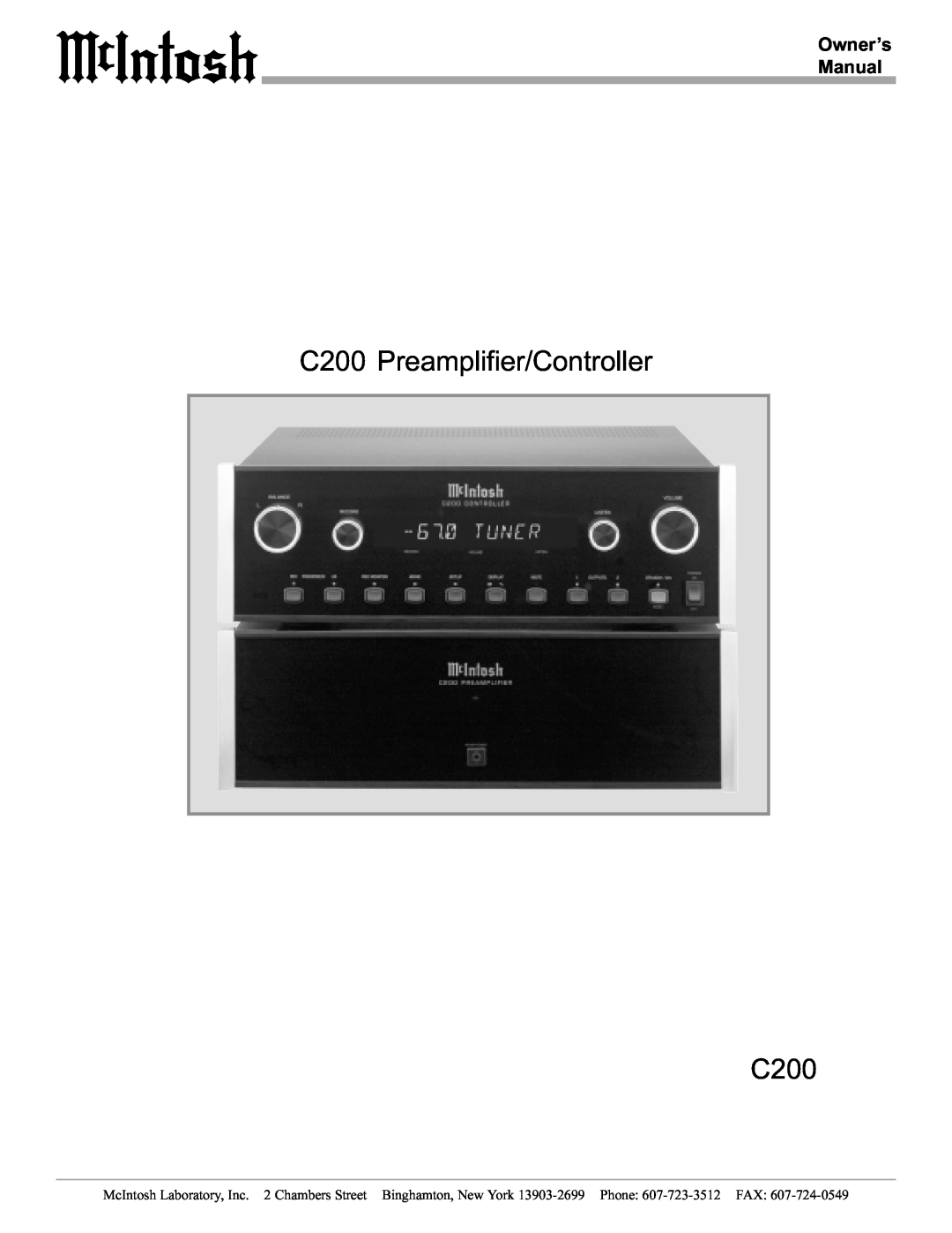 McIntosh manual C200 Preamplifier/Controller C200 