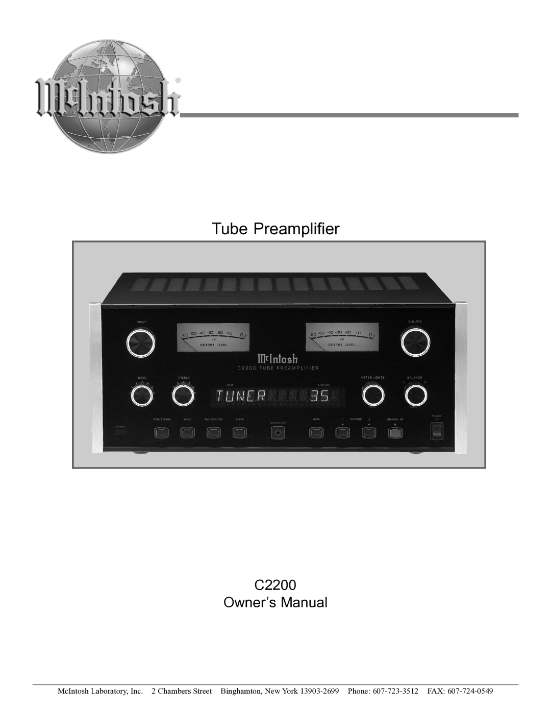 McIntosh C2200 owner manual Tube Preamplifier 