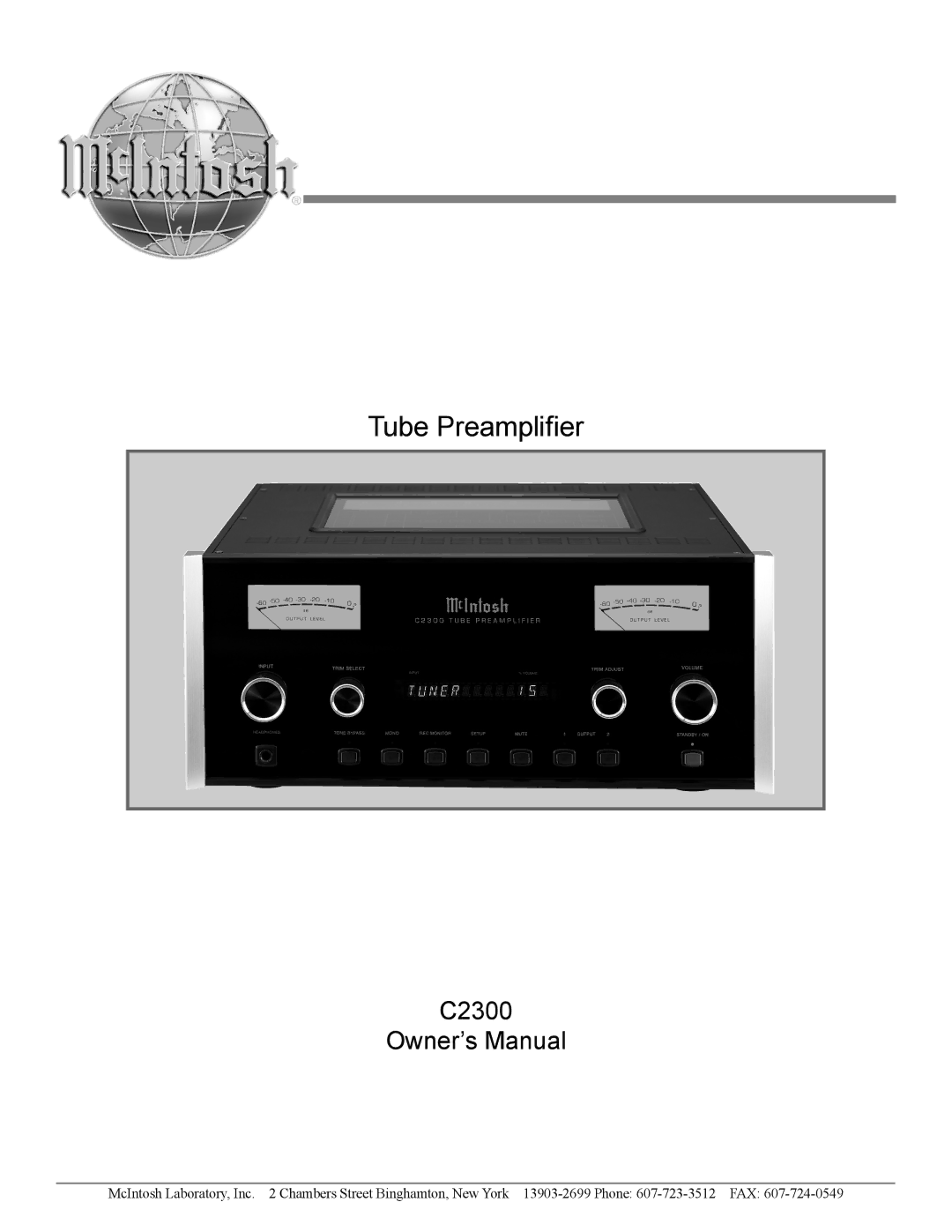 McIntosh C2300 owner manual Tube Preamplifier 