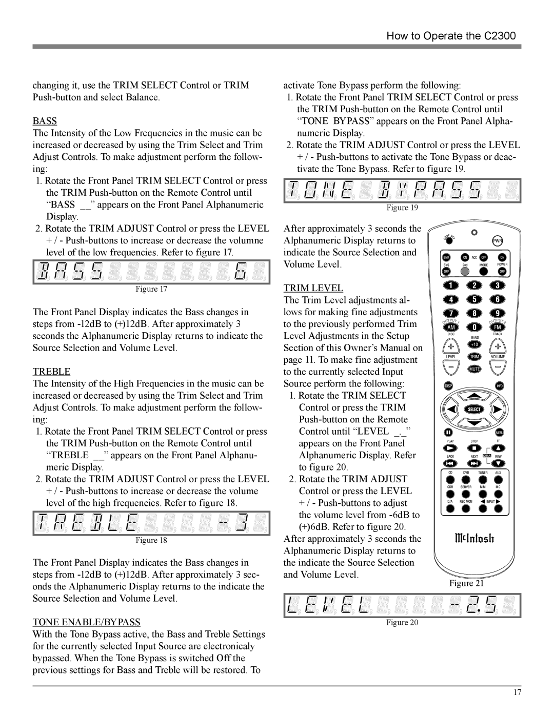 McIntosh C2300 owner manual Bass 