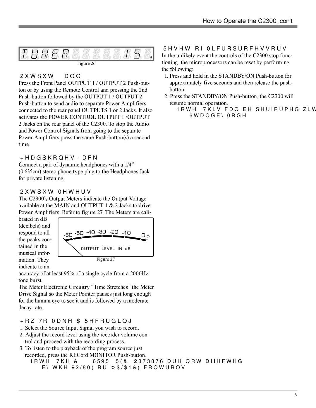 McIntosh C2300 owner manual Output 1, Headphones Jack, Output Meters, How To Make a Recording, Reset of Microprocessors 