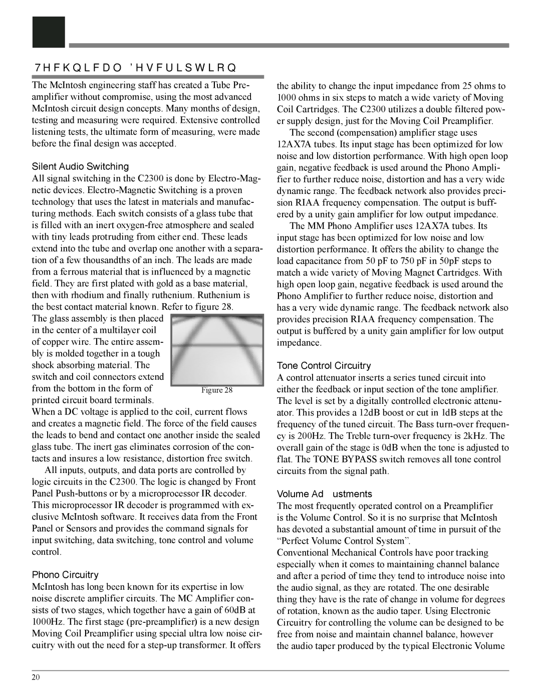 McIntosh C2300 Technical Description, Silent Audio Switching, Phono Circuitry, Tone Control Circuitry, Volume Adjustments 