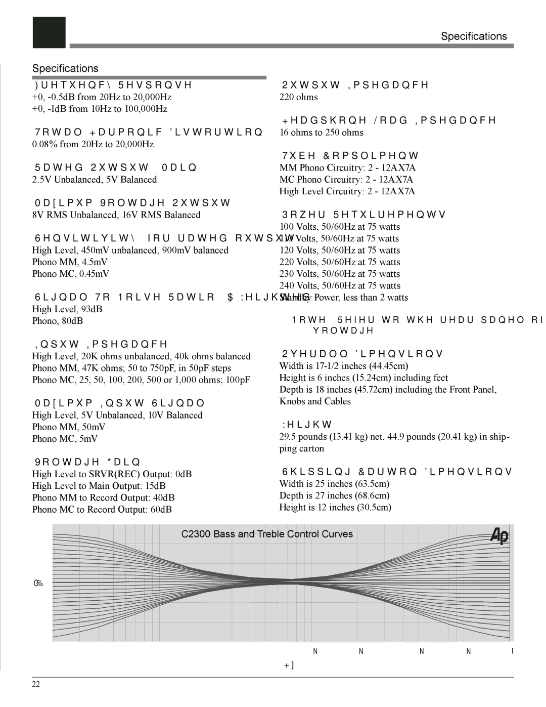 McIntosh C2300 owner manual Specifications 