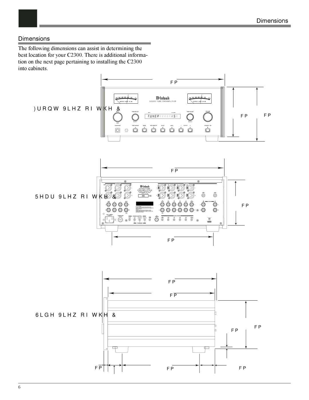 McIntosh C2300 owner manual Dimensions 