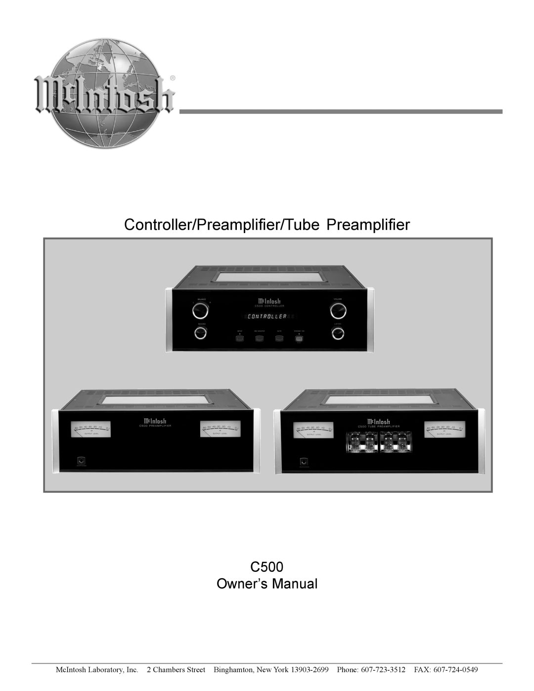 McIntosh C500 owner manual Controller/Preamplifier/Tube Preamplifier 