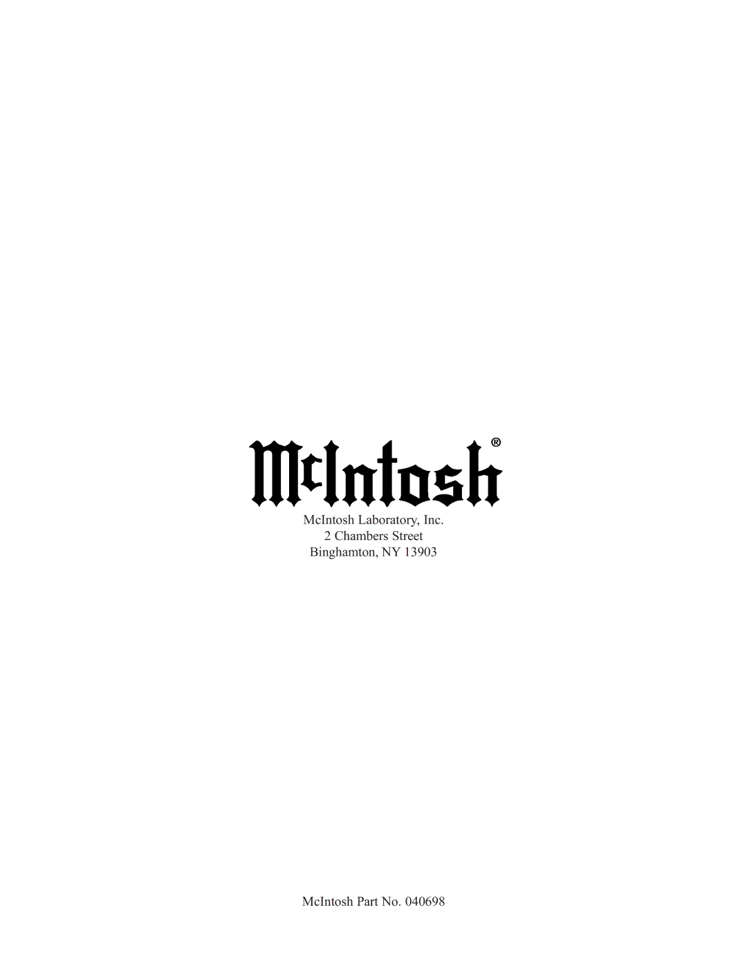 McIntosh M85 manual 