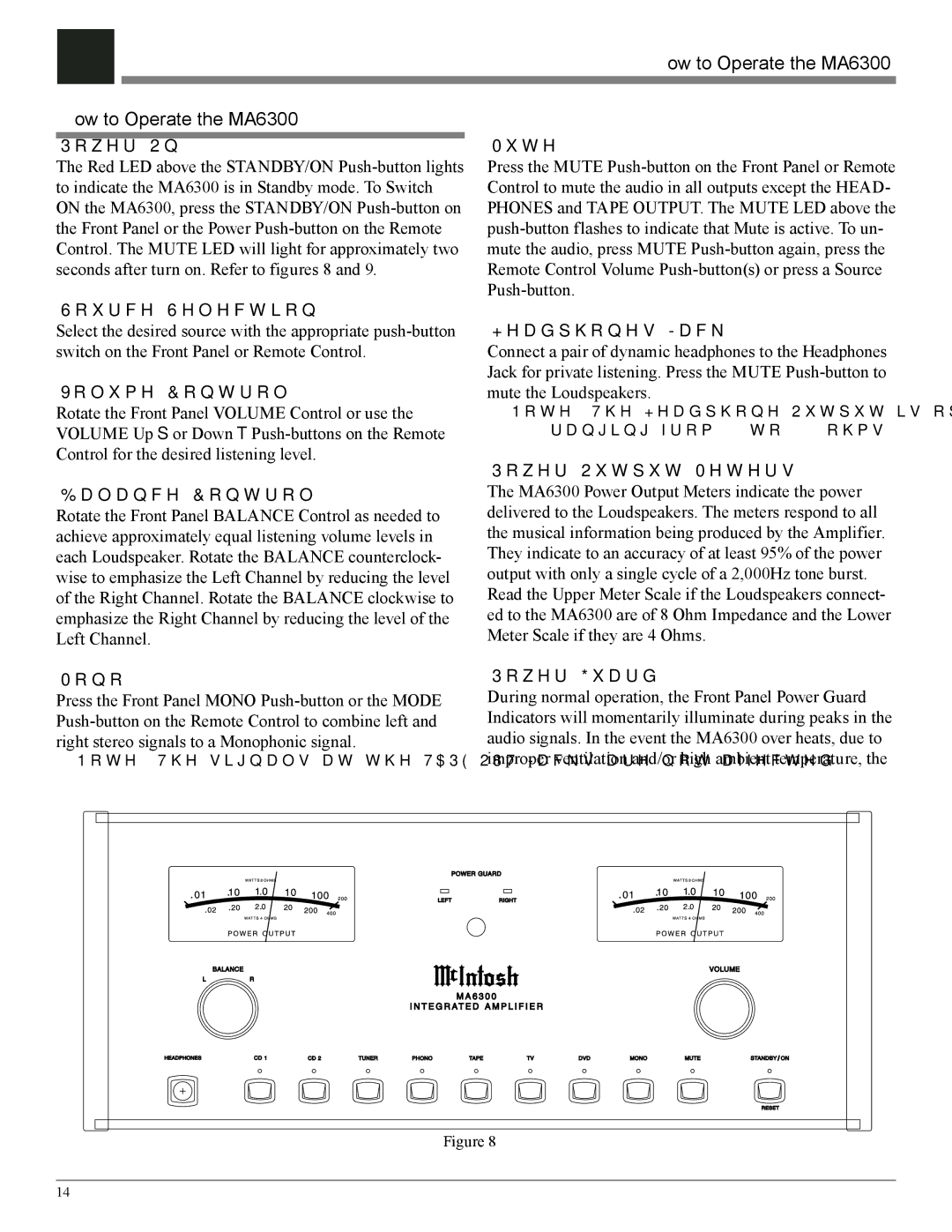 McIntosh owner manual How to Operate the MA6300 