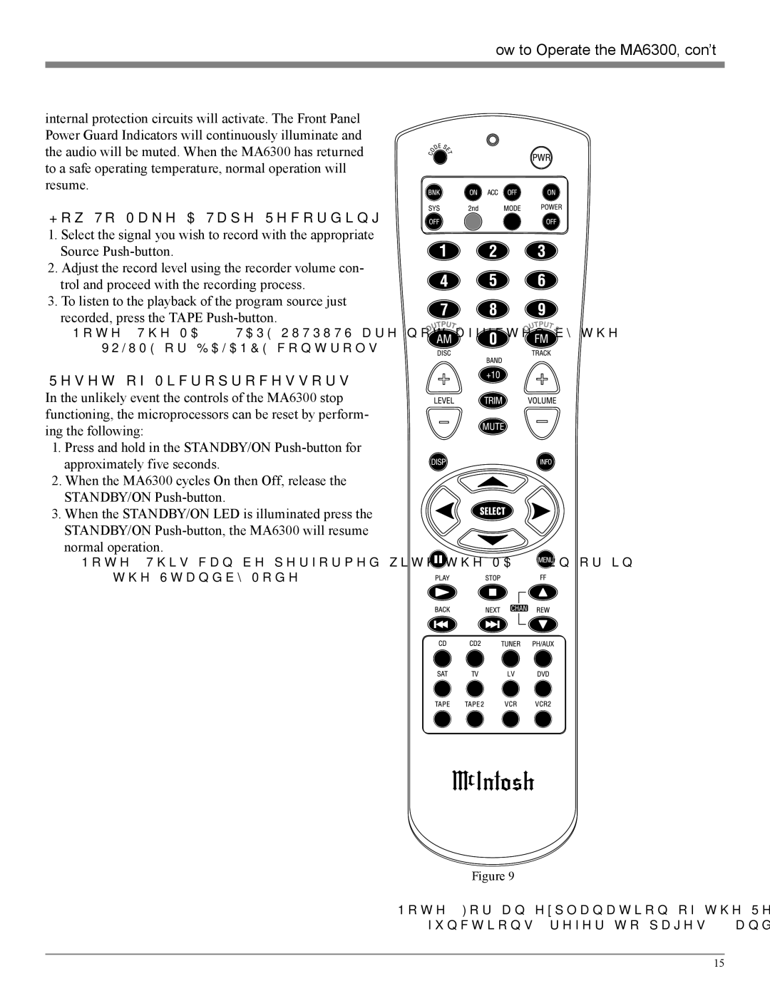 McIntosh owner manual How to Operate the MA6300, con’t, How To Make a Tape Recording, Reset of Microprocessors 