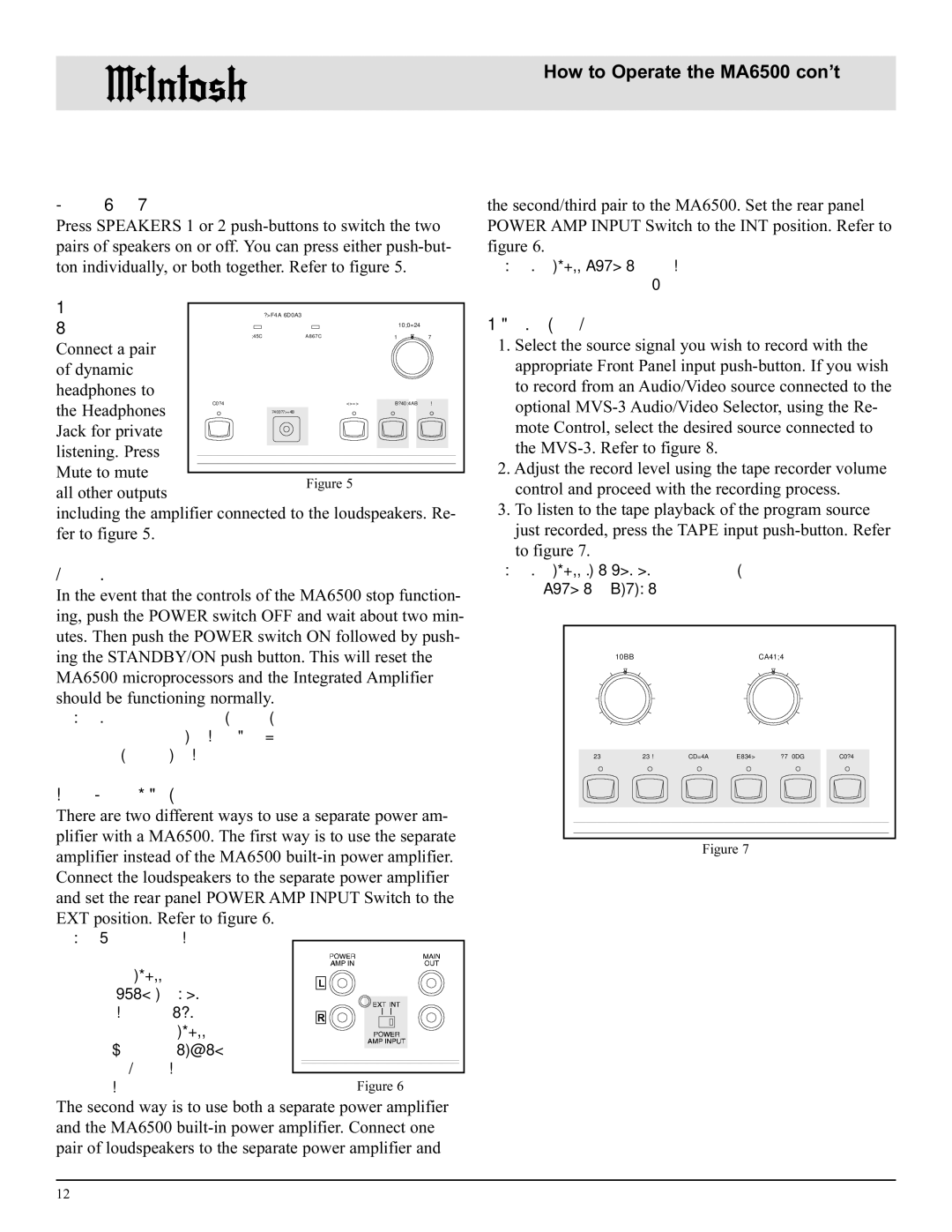 McIntosh manual How to Operate the MA6500 con’t, Speakers 1, Reset of Microprocessors, Using a Separate Power Amplifier 