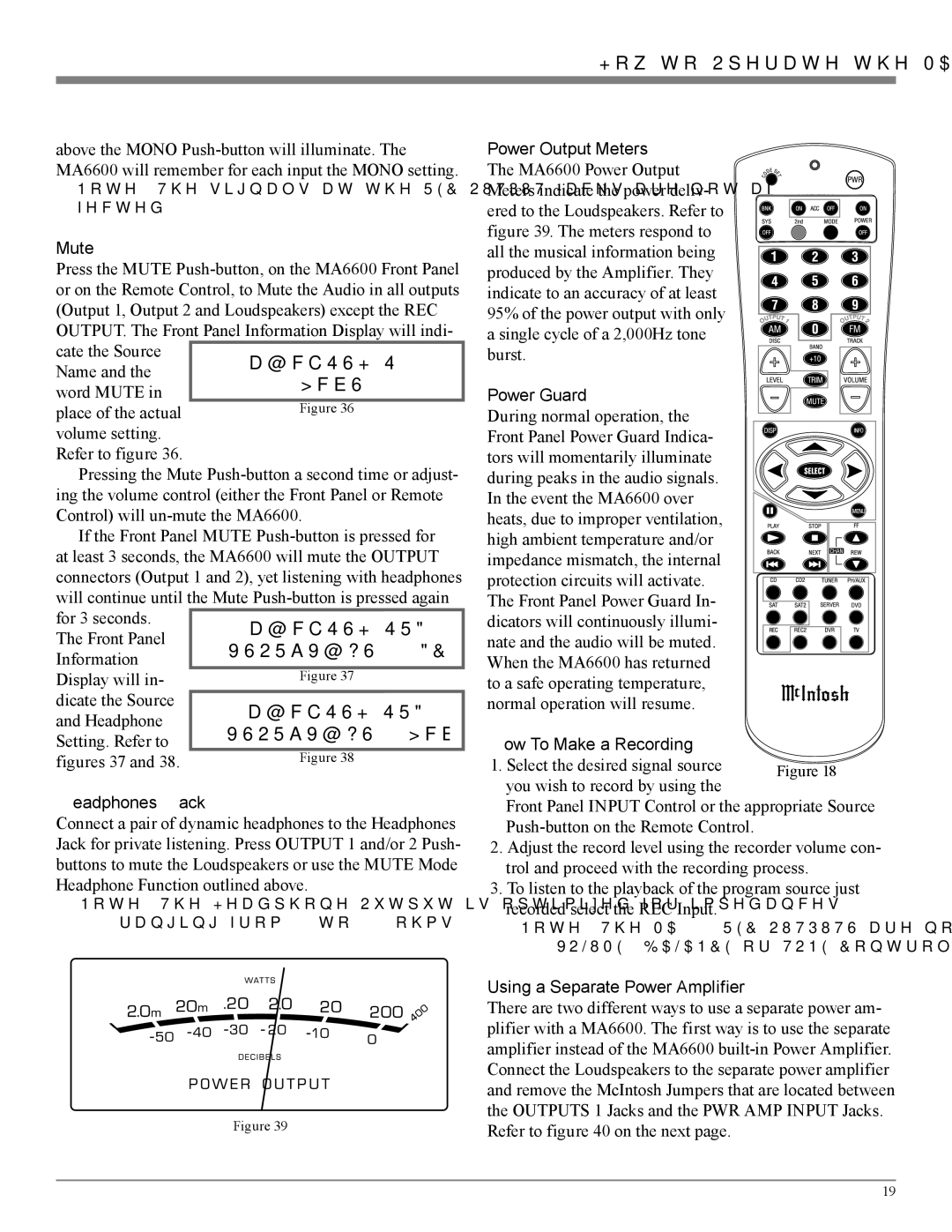 McIntosh MA6600 owner manual Headphone Mute, Headphones Jack, How To Make a Recording, Using a Separate Power Amplifier 