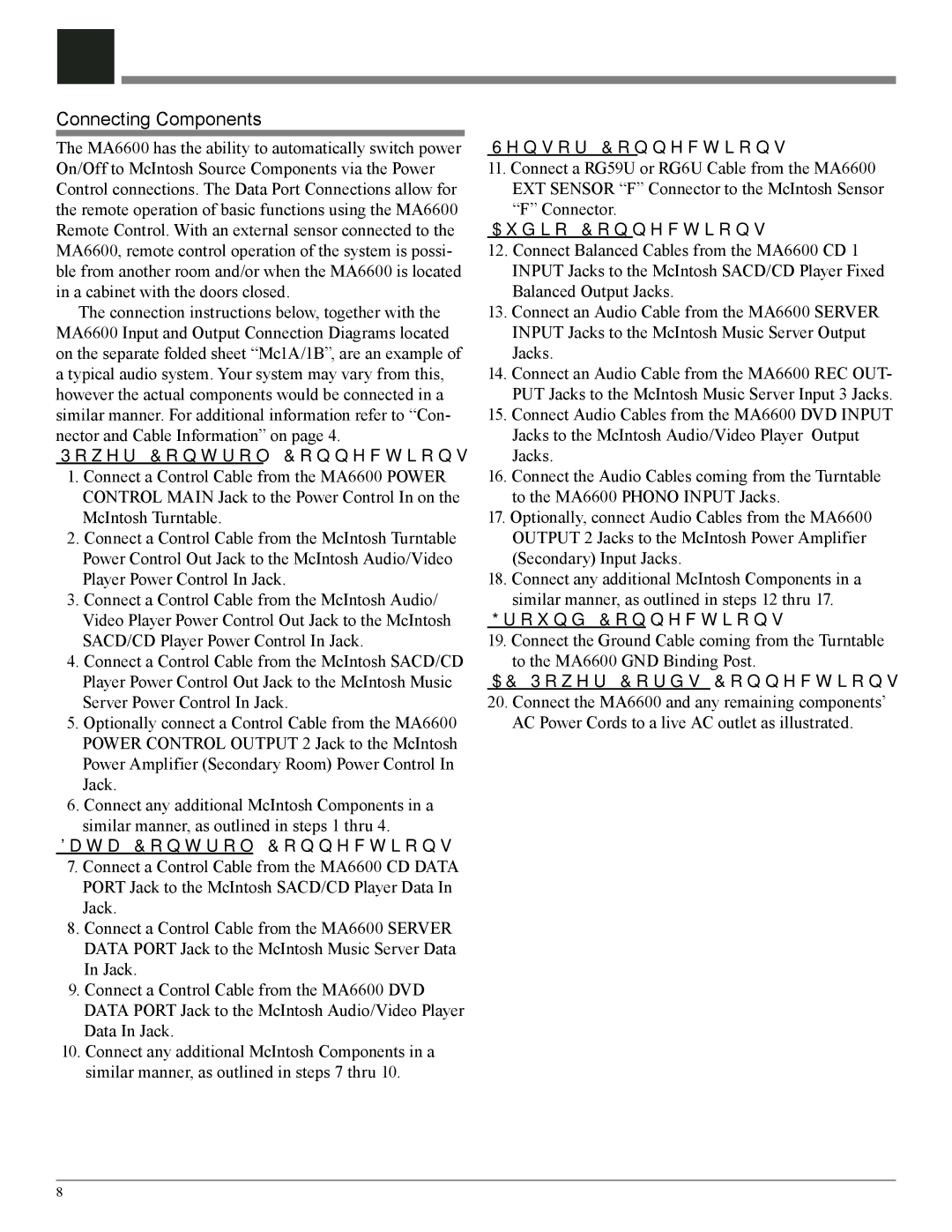 McIntosh MA6600 owner manual Connecting Components 