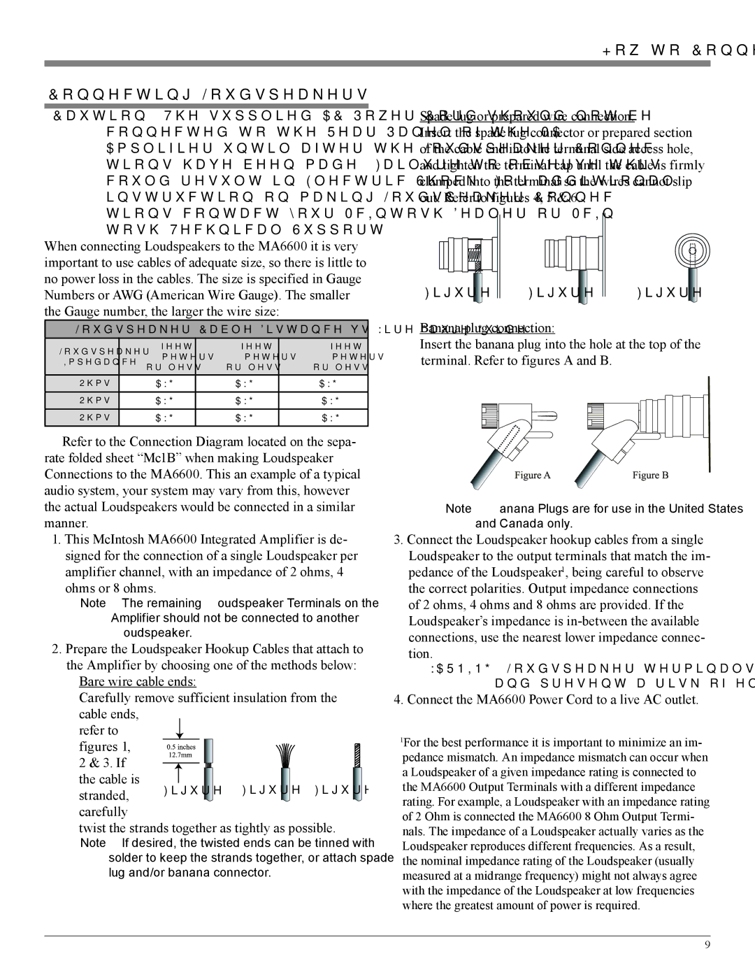 McIntosh MA6600 owner manual How to Connect Connecting Loudspeakers, Loudspeaker Cable Distance vs Wire Gauge Guide 