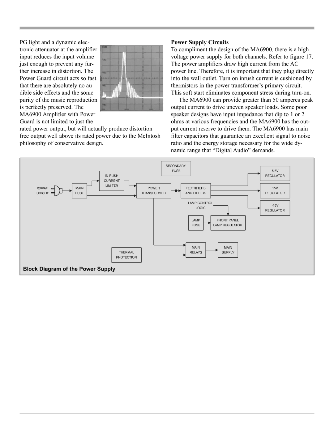 McIntosh MA6900 manual Power Supply Circuits 