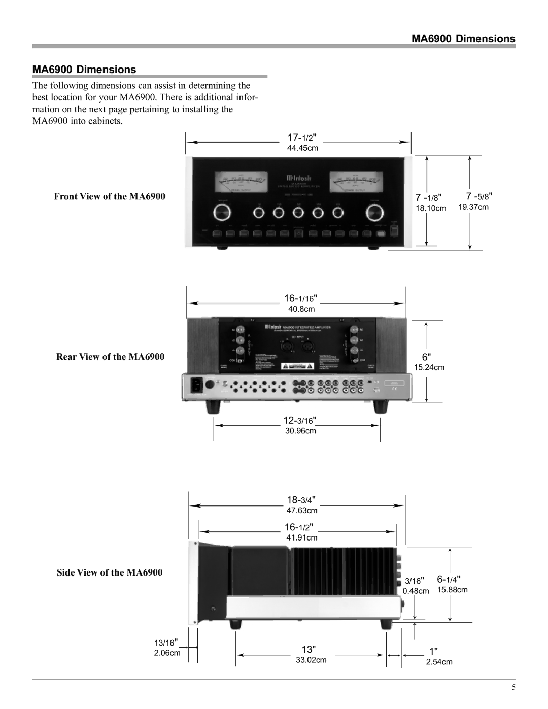 McIntosh manual MA6900 Dimensions 